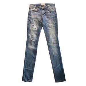 Gilded Intent Distressed Moto Jeans